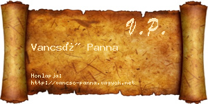 Vancsó Panna névjegykártya